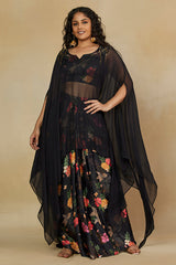 Luxe Floral Co-ord Set with Embroidered Cape