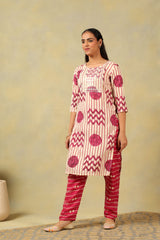 Saanvi Monochrome Geometric Block Print Suit Set