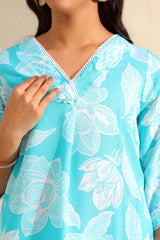 Ojasvi Aqua Botanical Kurta Set