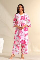 Jiya Magenta Bloom Kurta Set