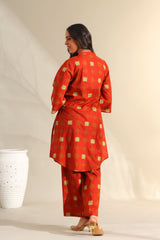 Reva Rust Geometric Kurta Set