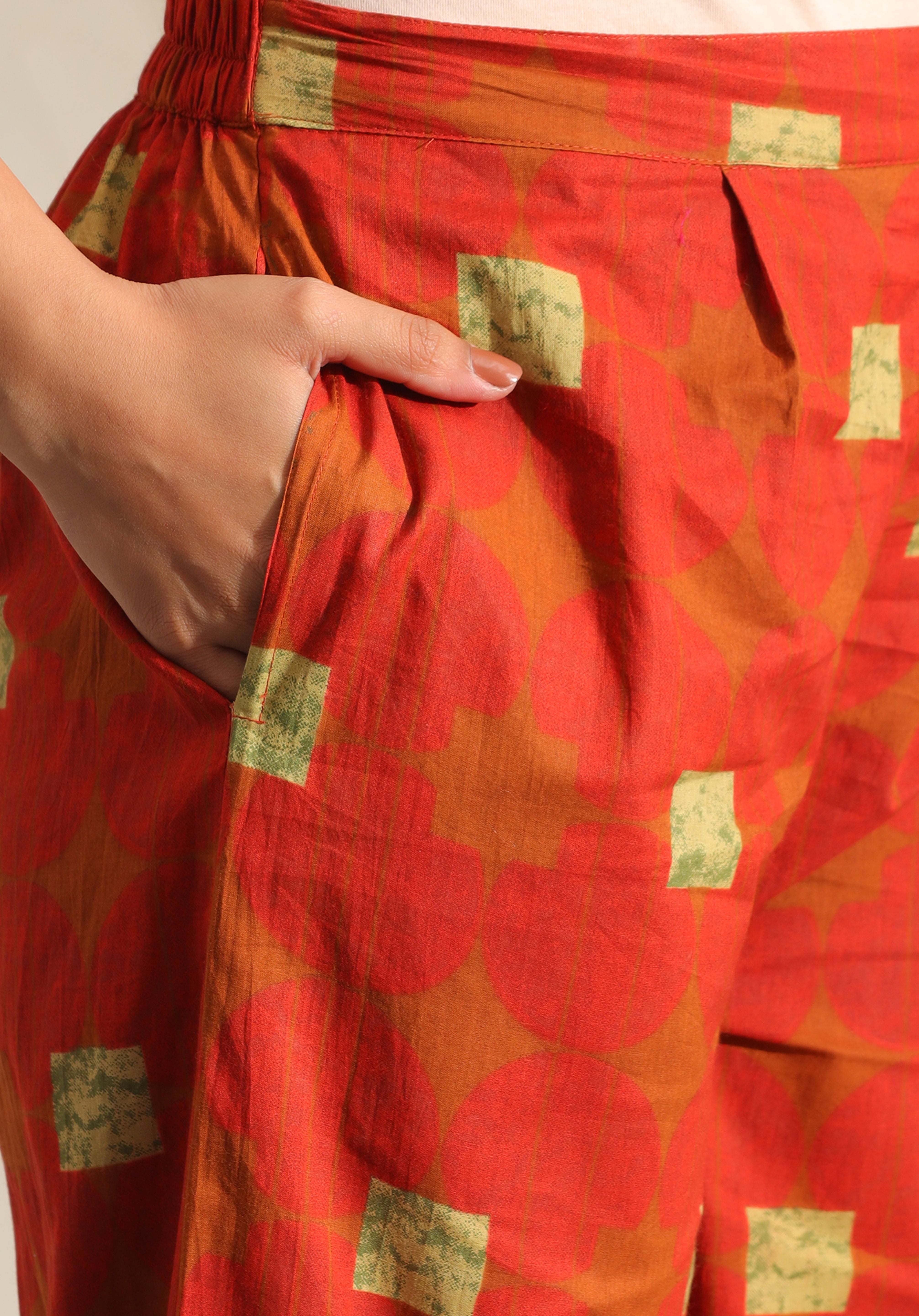 Reva Rust Geometric Kurta Set