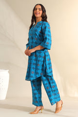 Reet Peacock Geometric Kurta Set