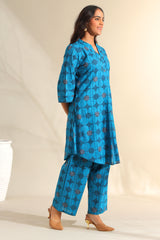 Reet Peacock Geometric Kurta Set
