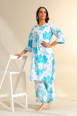 Diya Azure Floral Dream Kurta Set
