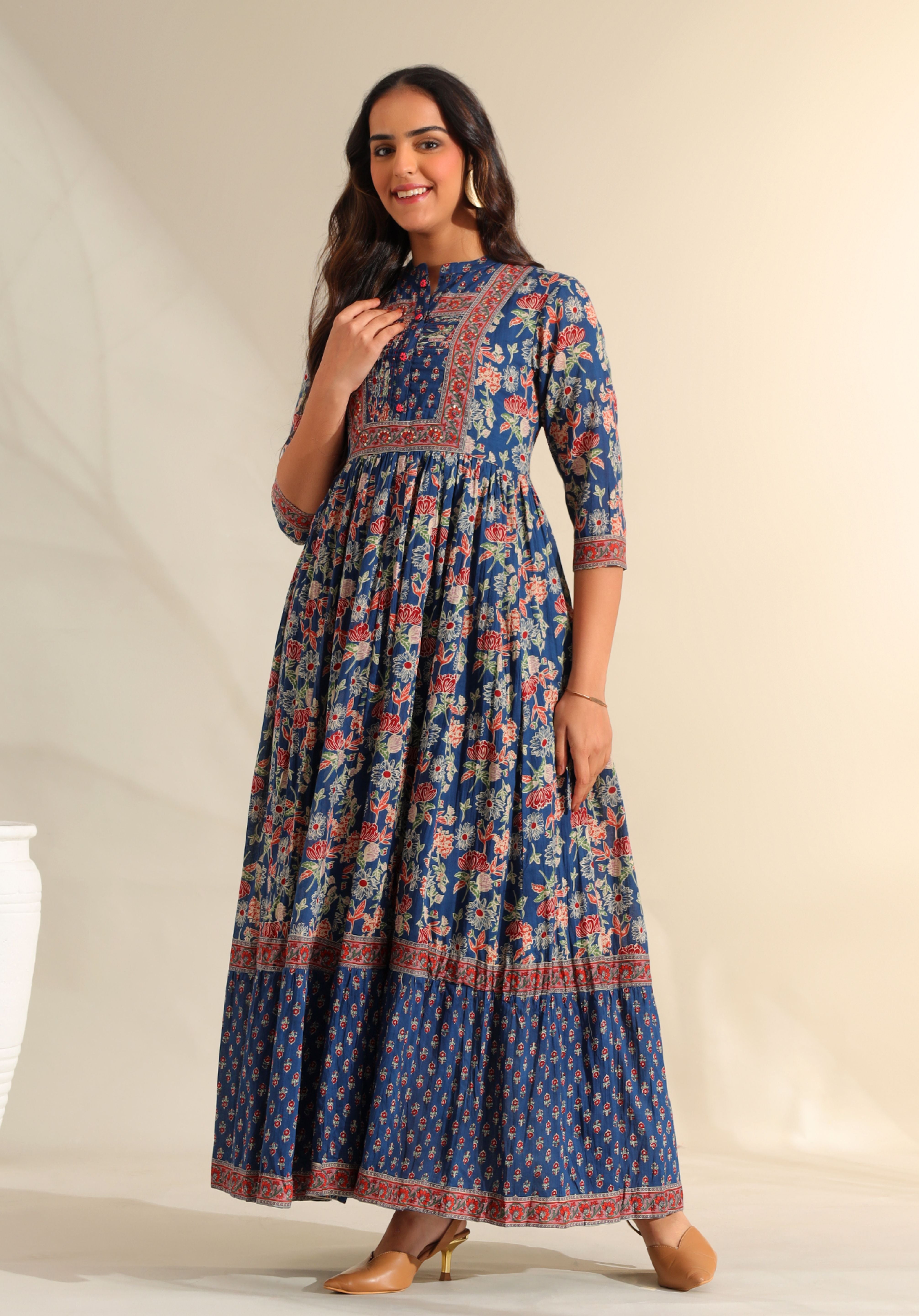 Ziva Indigo Botanical Anarkali