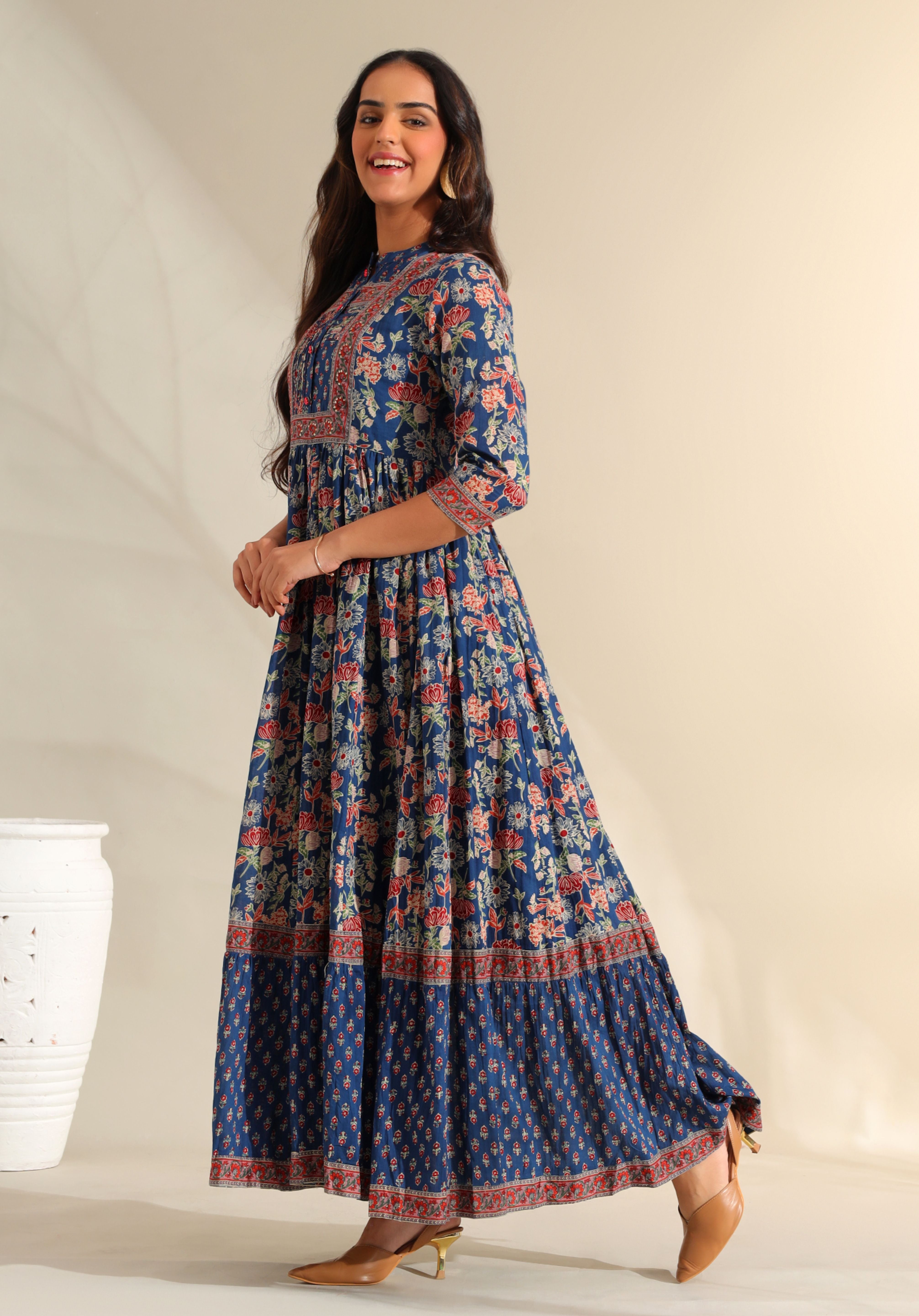 Ziva Indigo Botanical Anarkali