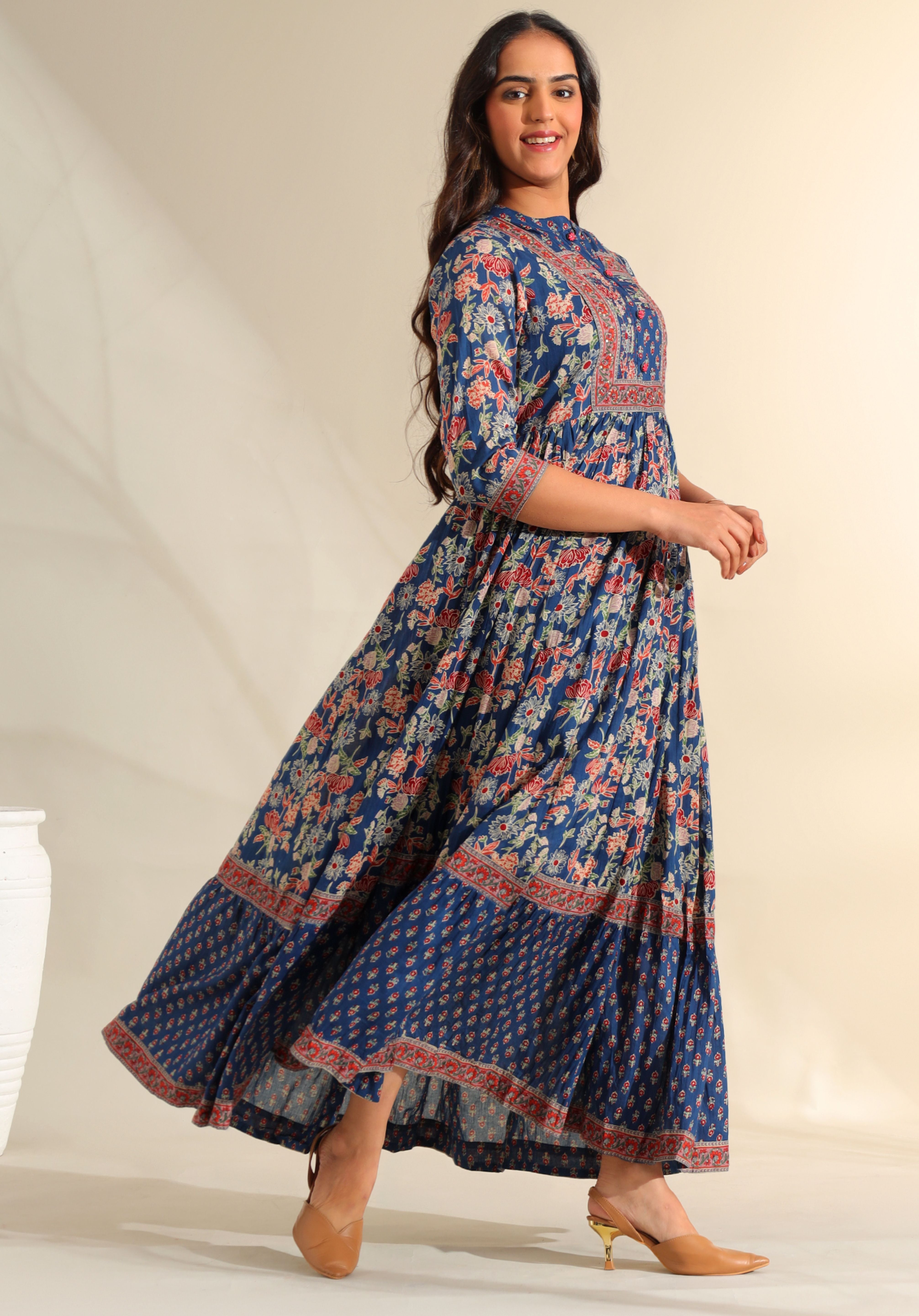 Ziva Indigo Botanical Anarkali