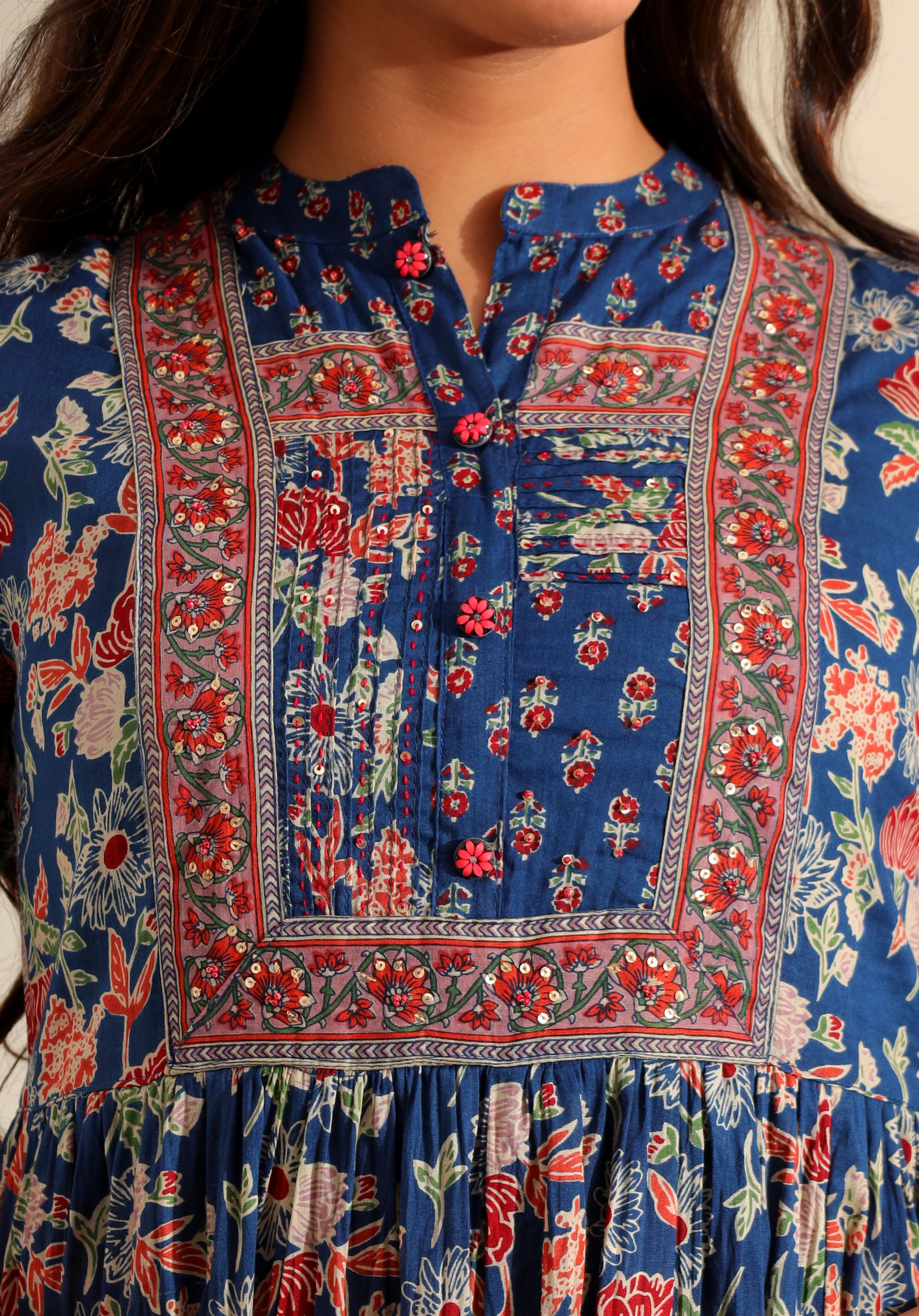 Ziva Indigo Botanical Anarkali