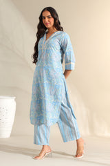 Saanvi Sky Floral Kurta Set