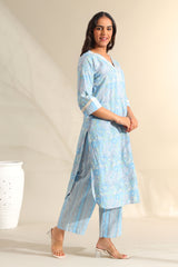 Saanvi Sky Floral Kurta Set