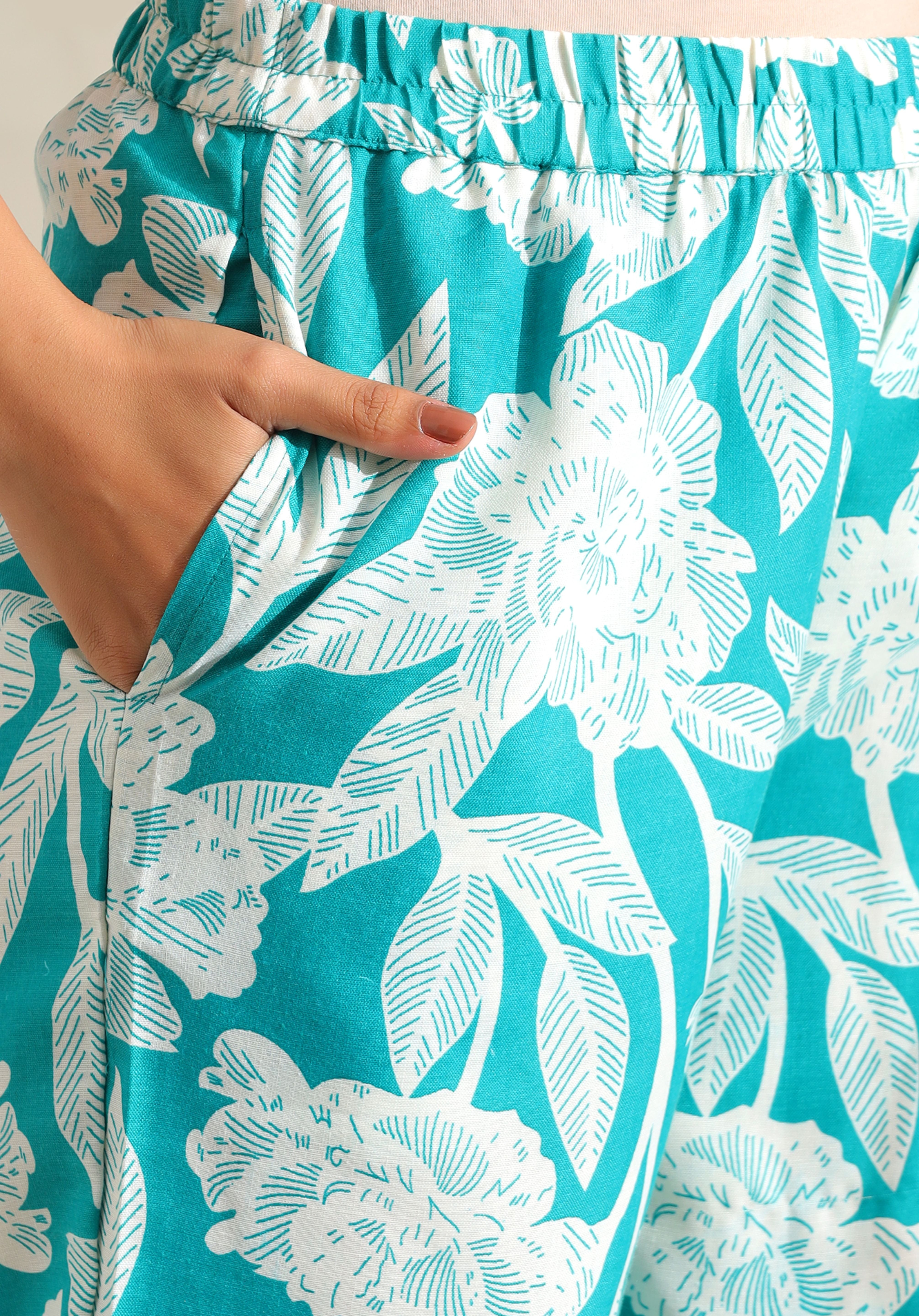 Kavya Deep Sea Floral Kurta Set