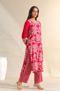 Avni Magenta Mosaic Ikat Kurta Set
