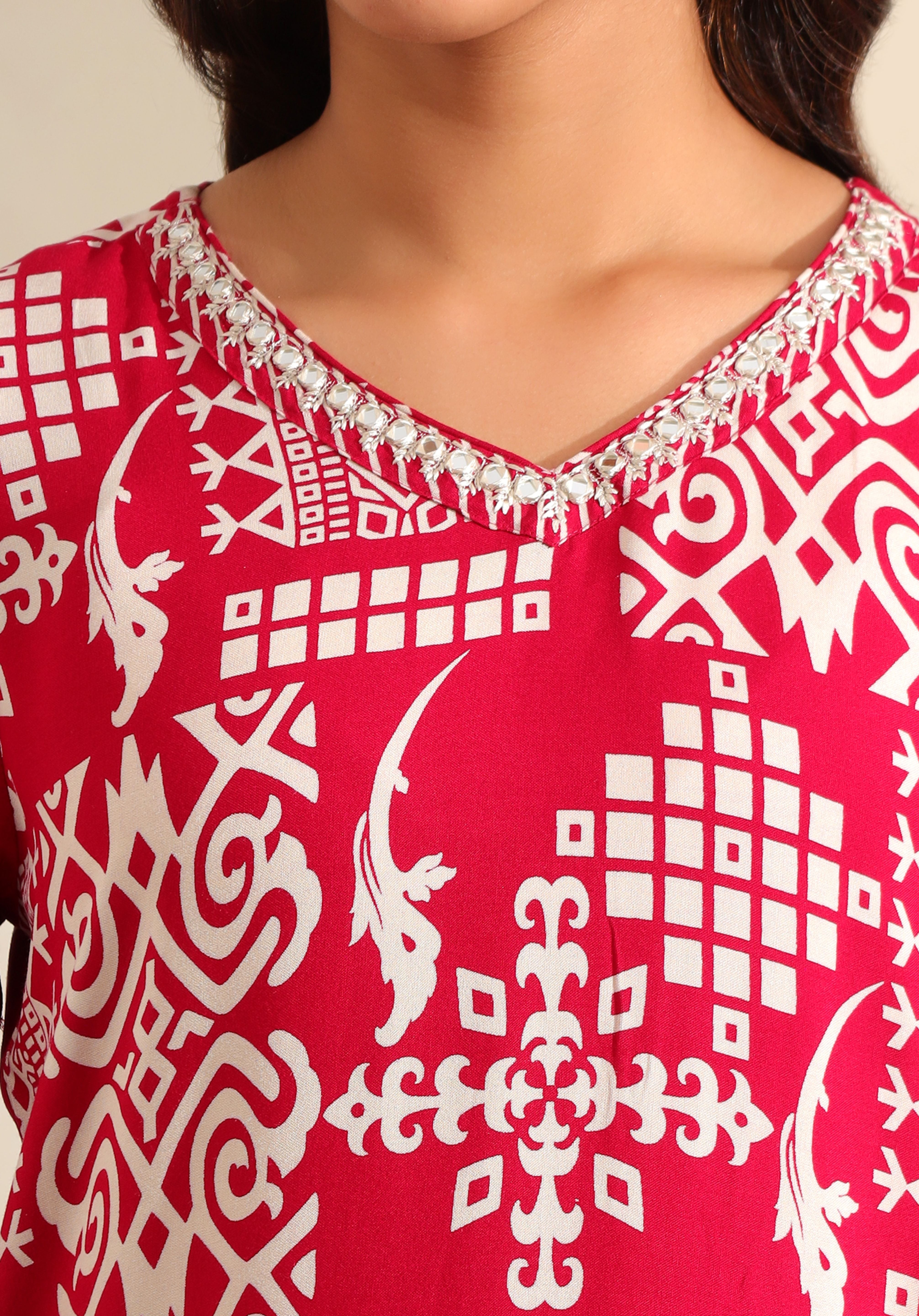 Avni Magenta Mosaic Ikat Kurta Set