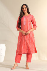 Prisha Coral Bandhani Kurta Set