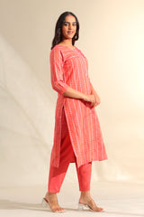 Prisha Coral Bandhani Kurta Set