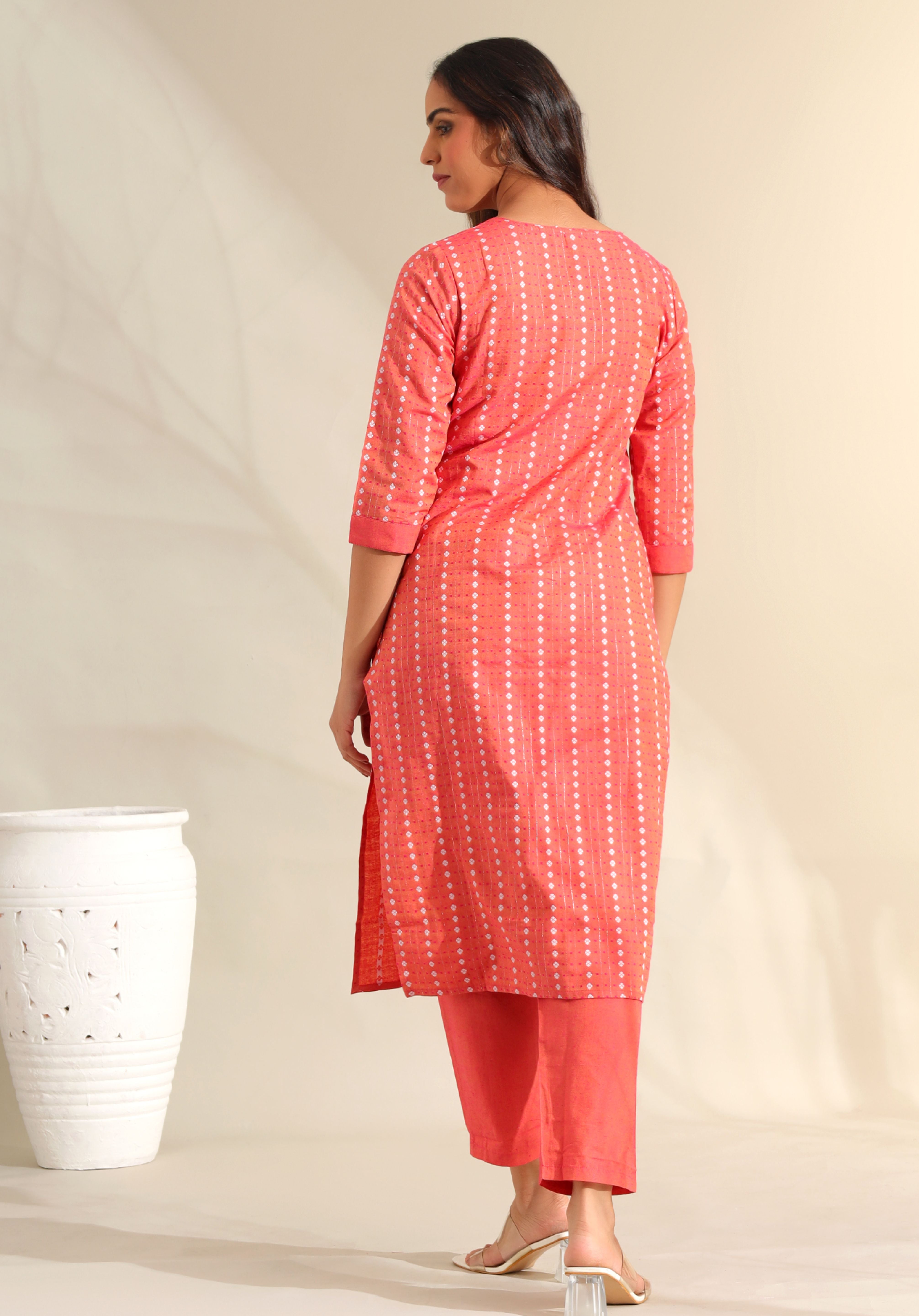 Prisha Coral Bandhani Kurta Set