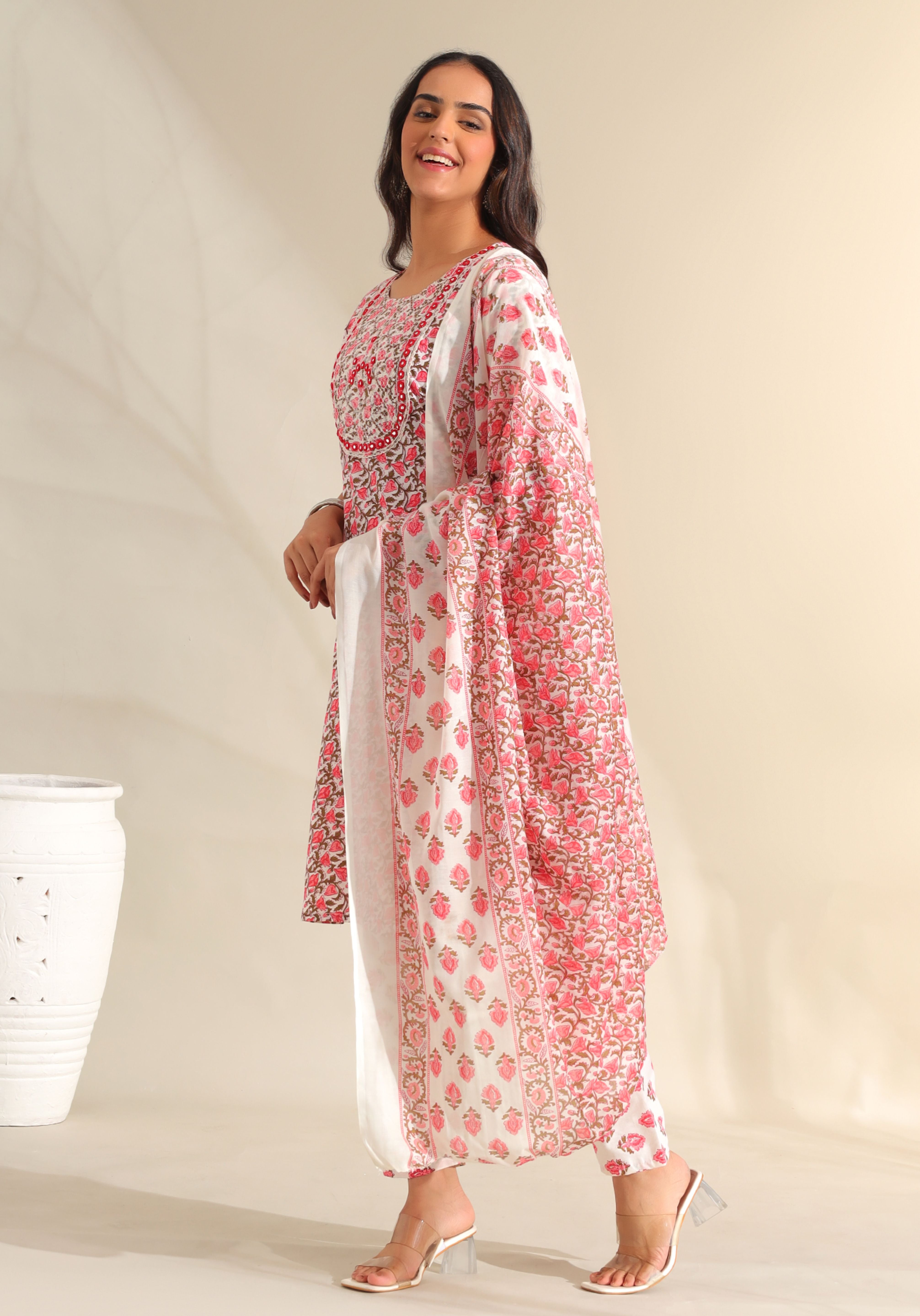 Avni Floral Booti Block Print Kurta Set
