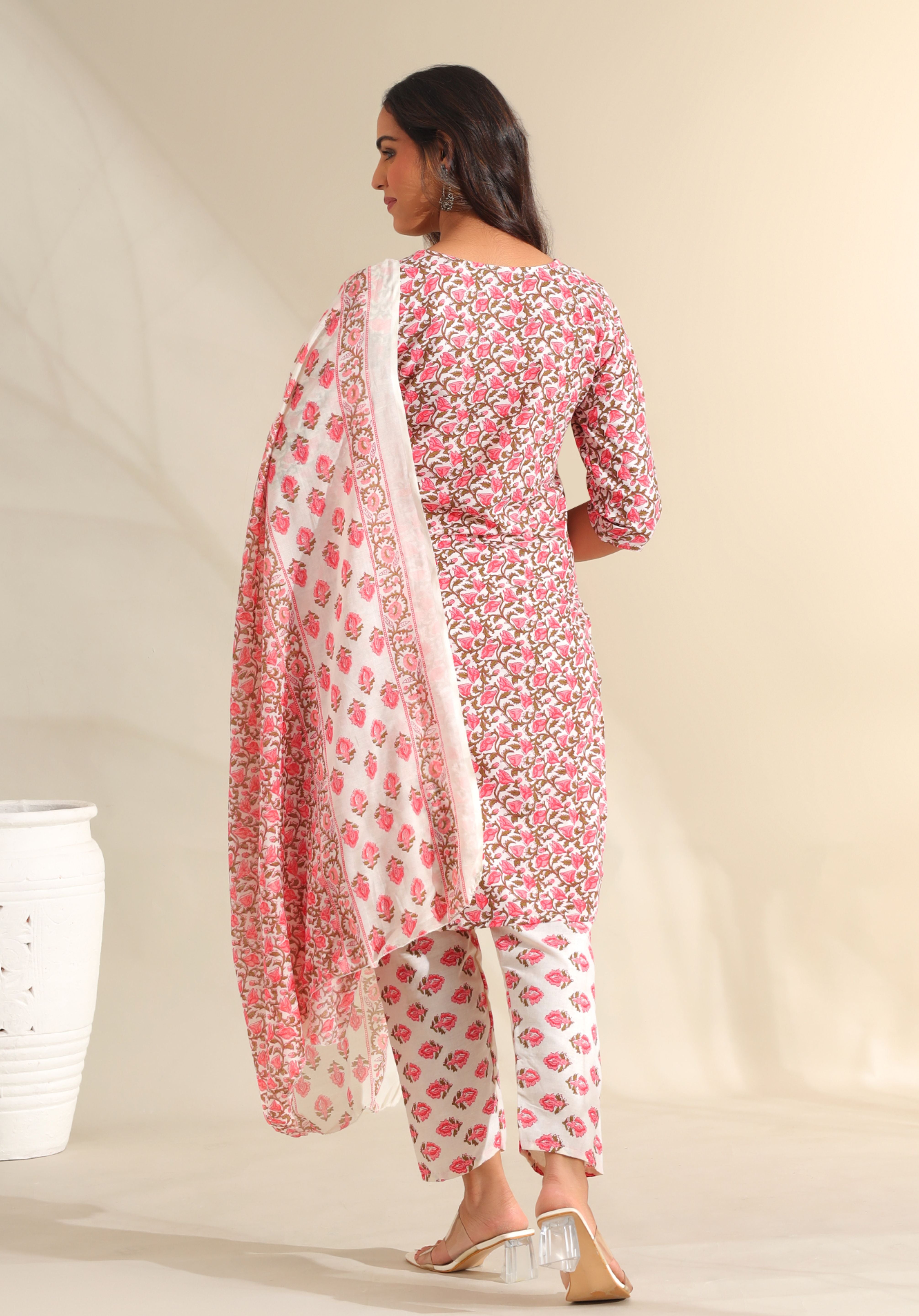 Avni Floral Booti Block Print Kurta Set