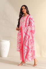 Ahana Rosewater Floral Suit Set