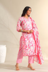 Ahana Rosewater Floral Suit Set
