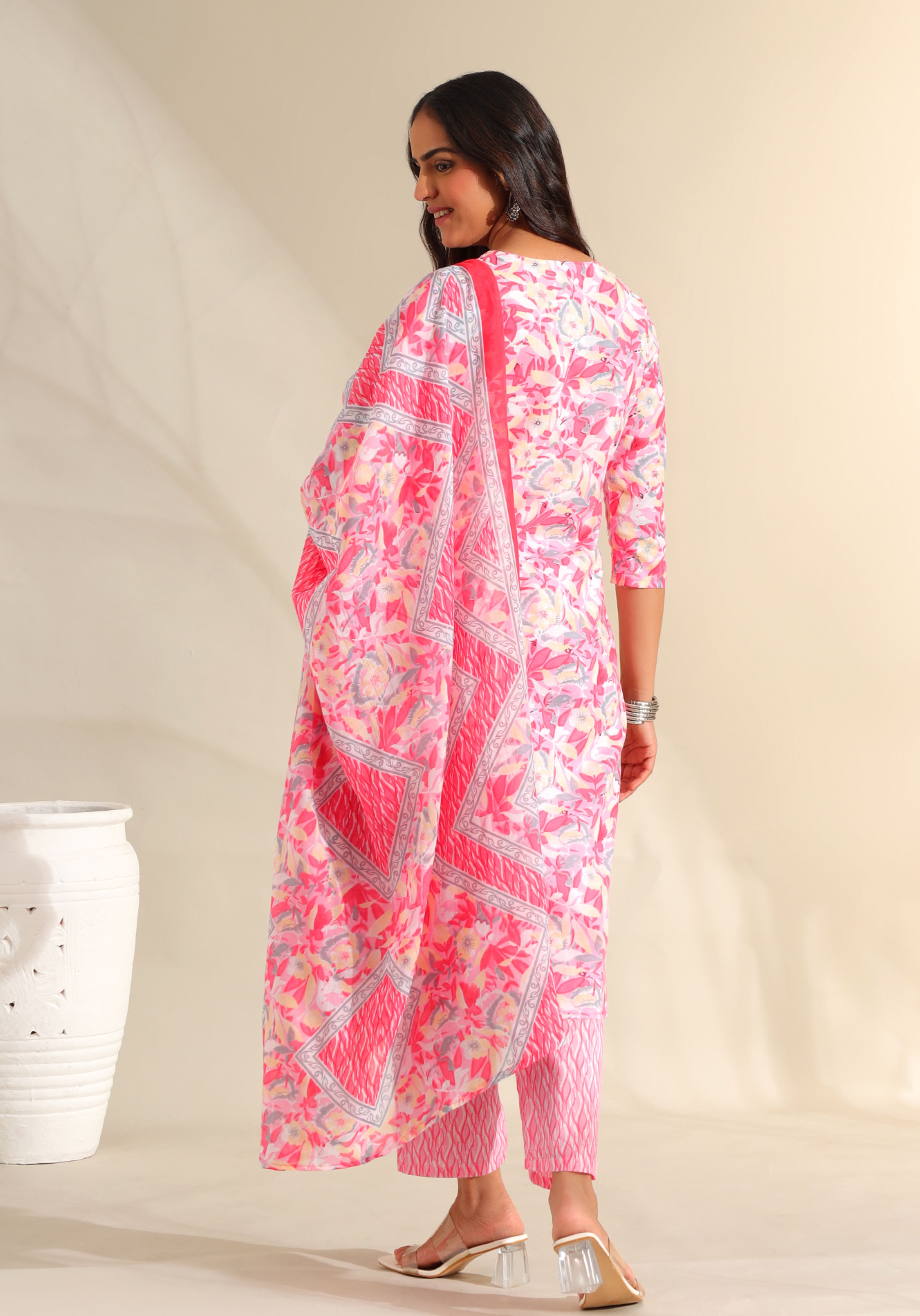 Ahana Rosewater Floral Suit Set