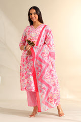 Ahana Rosewater Floral Suit Set
