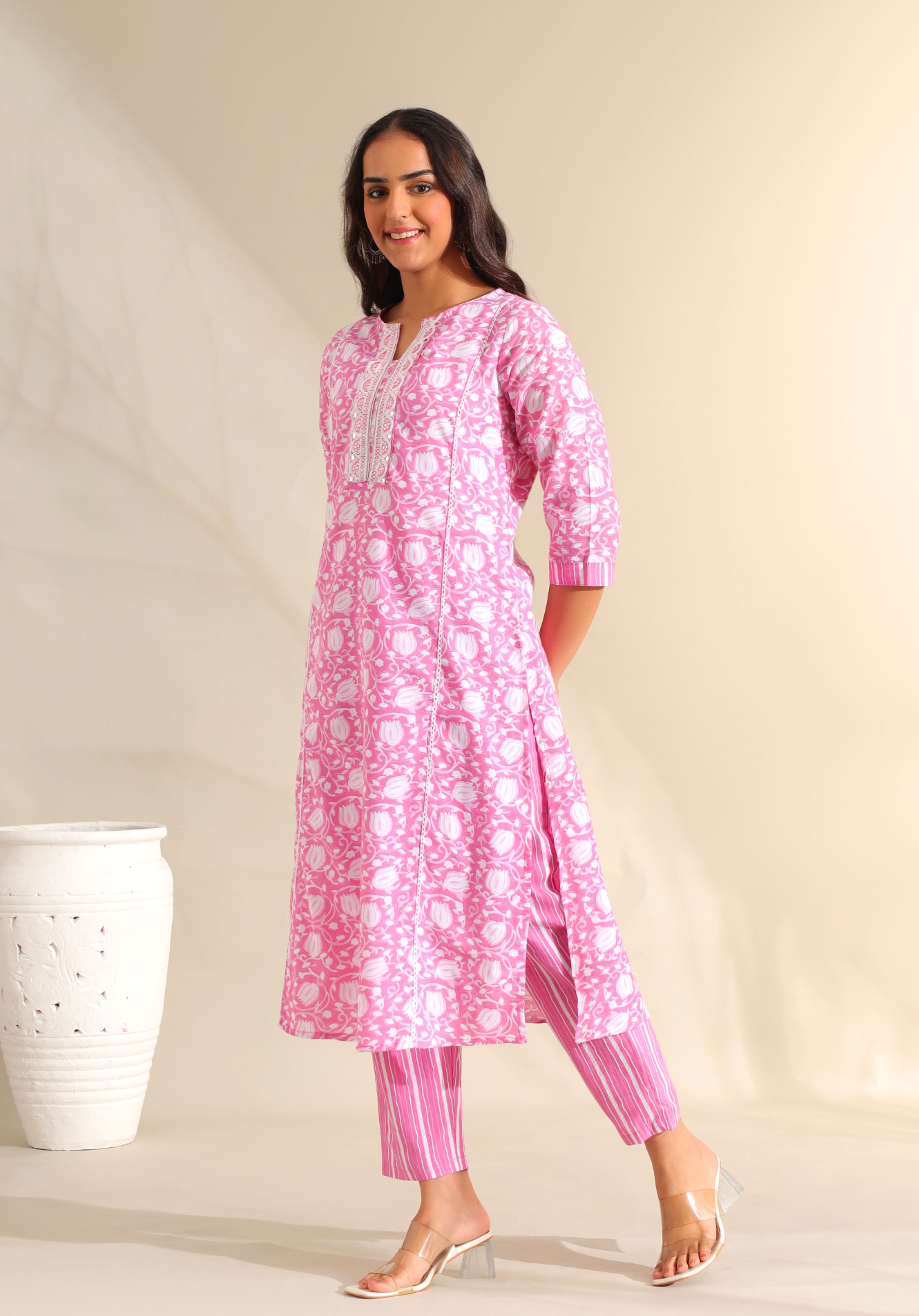 Ruhi Rose-Vine Tulip Suit Set