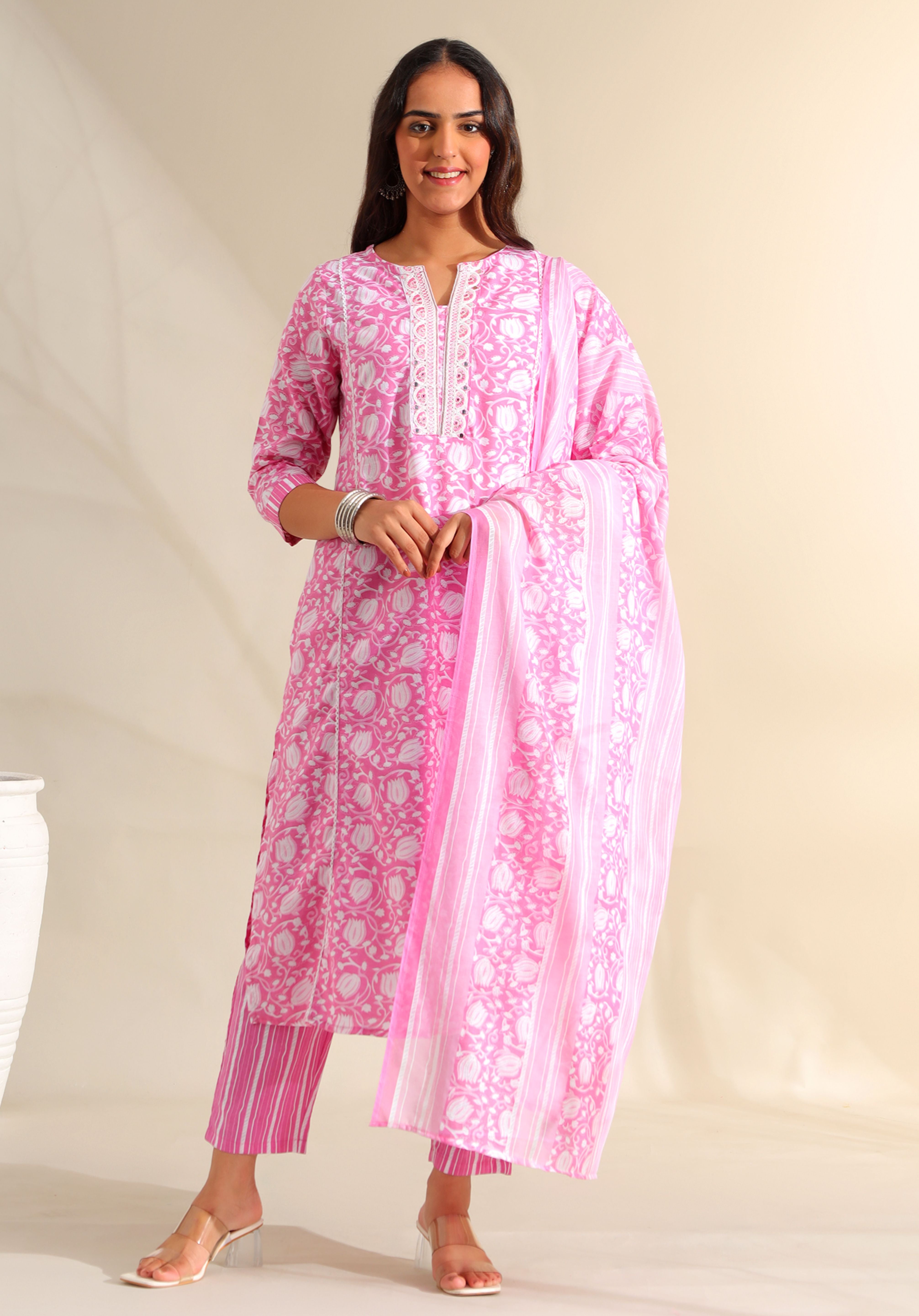 Ruhi Rose-Vine Tulip Suit Set