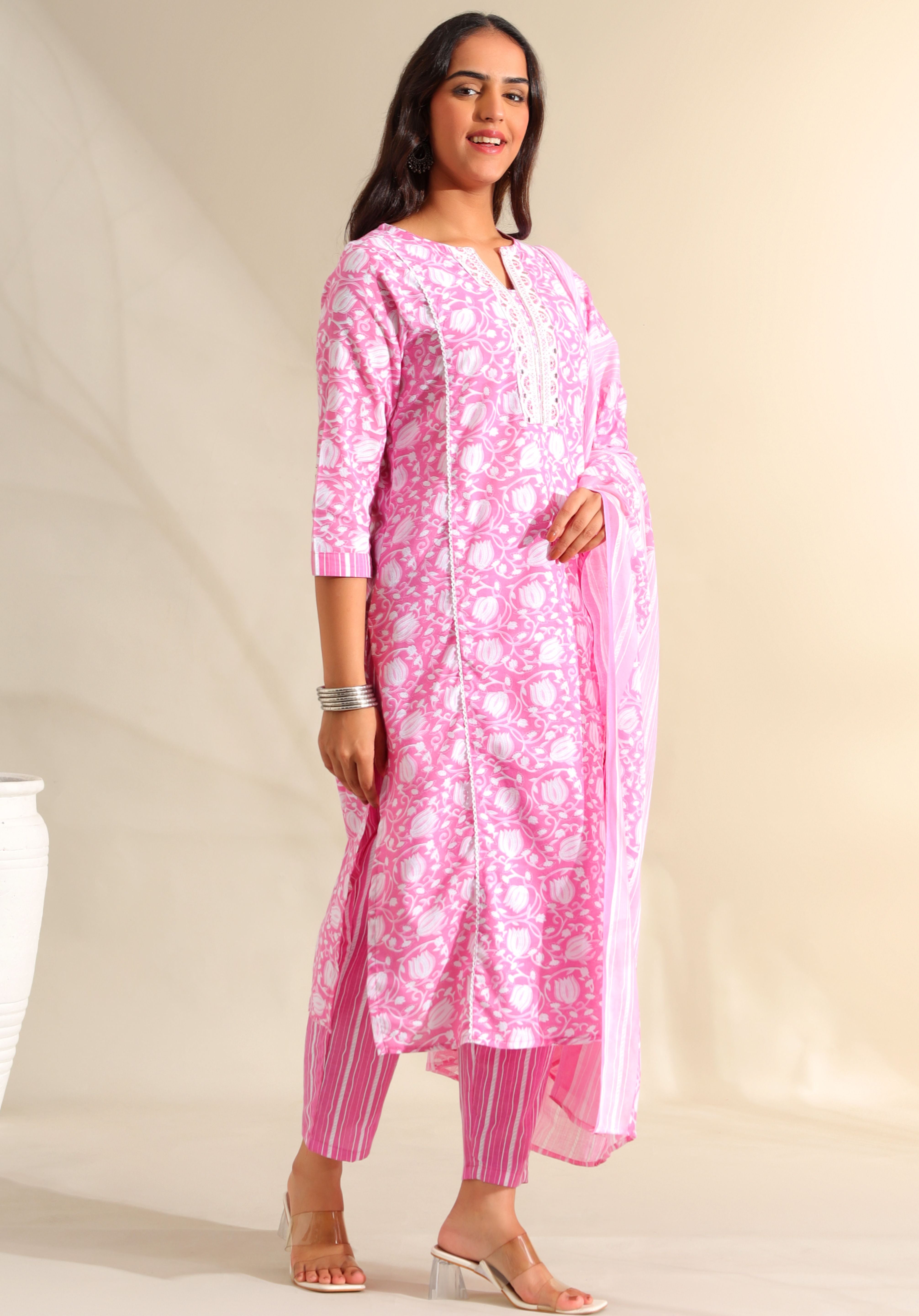Ruhi Rose-Vine Tulip Suit Set