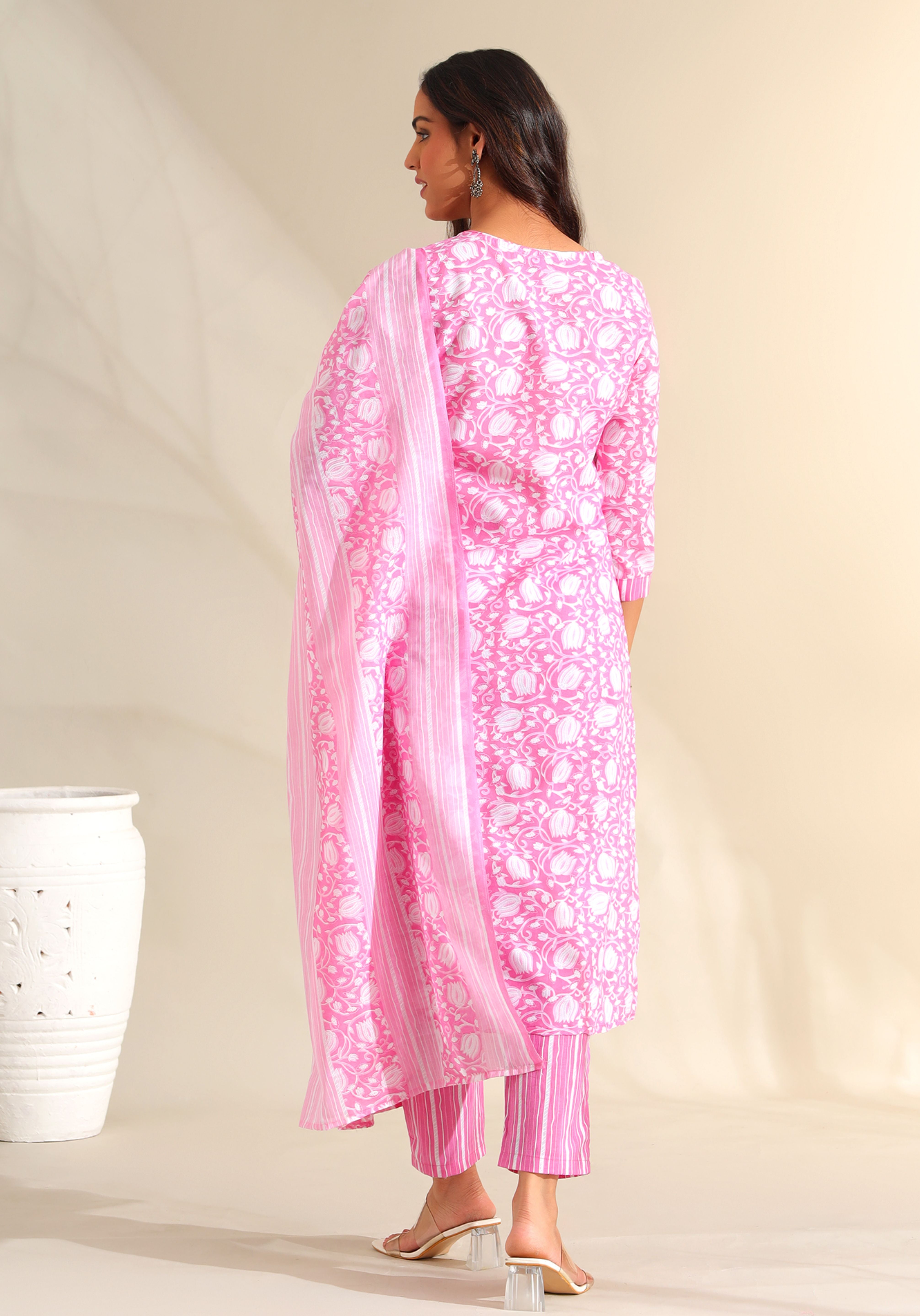 Ruhi Rose-Vine Tulip Suit Set