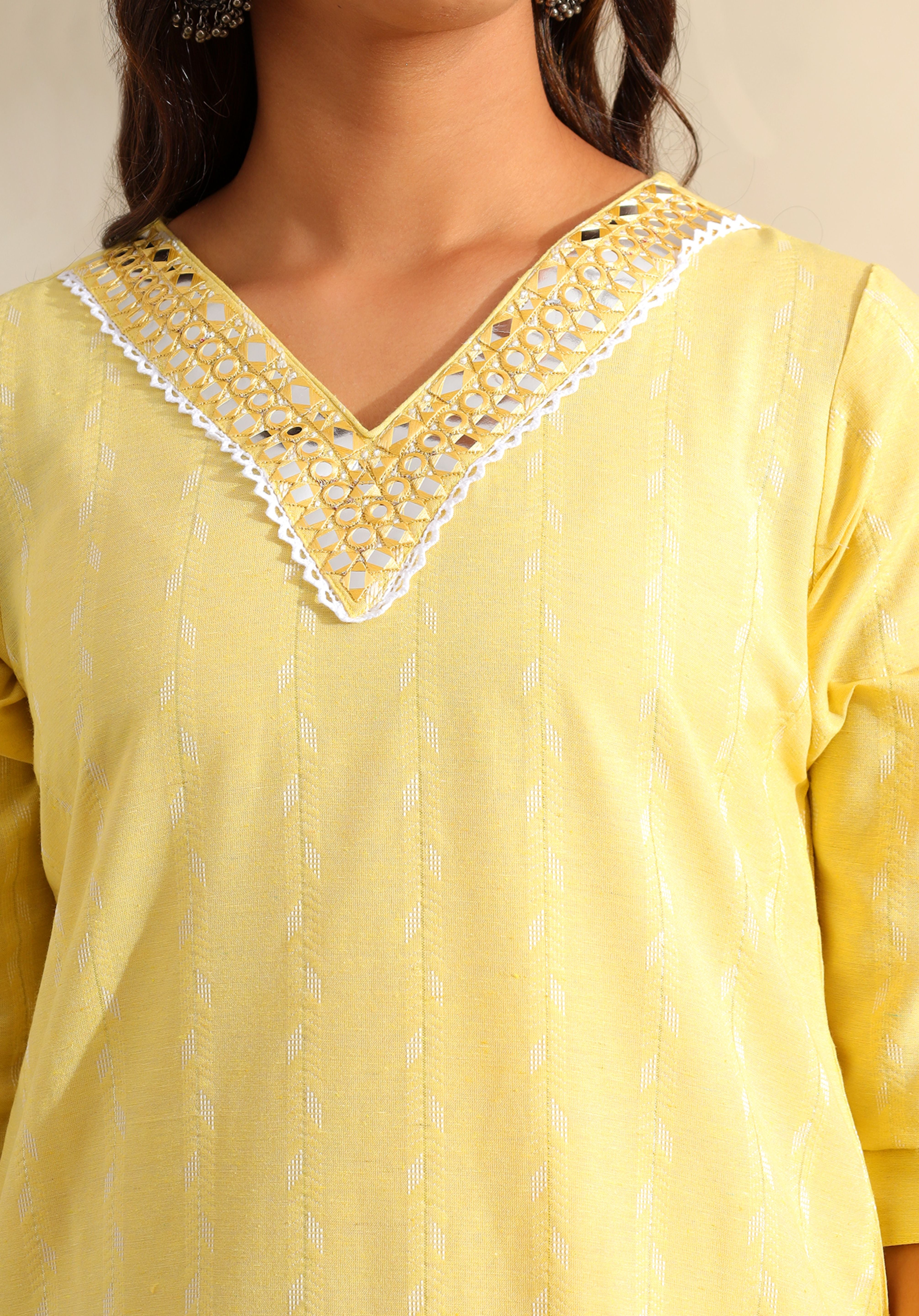 Zoya Lemon Zari Stripe Kurta-Set