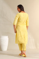 Zoya Lemon Zari Stripe Kurta-Set