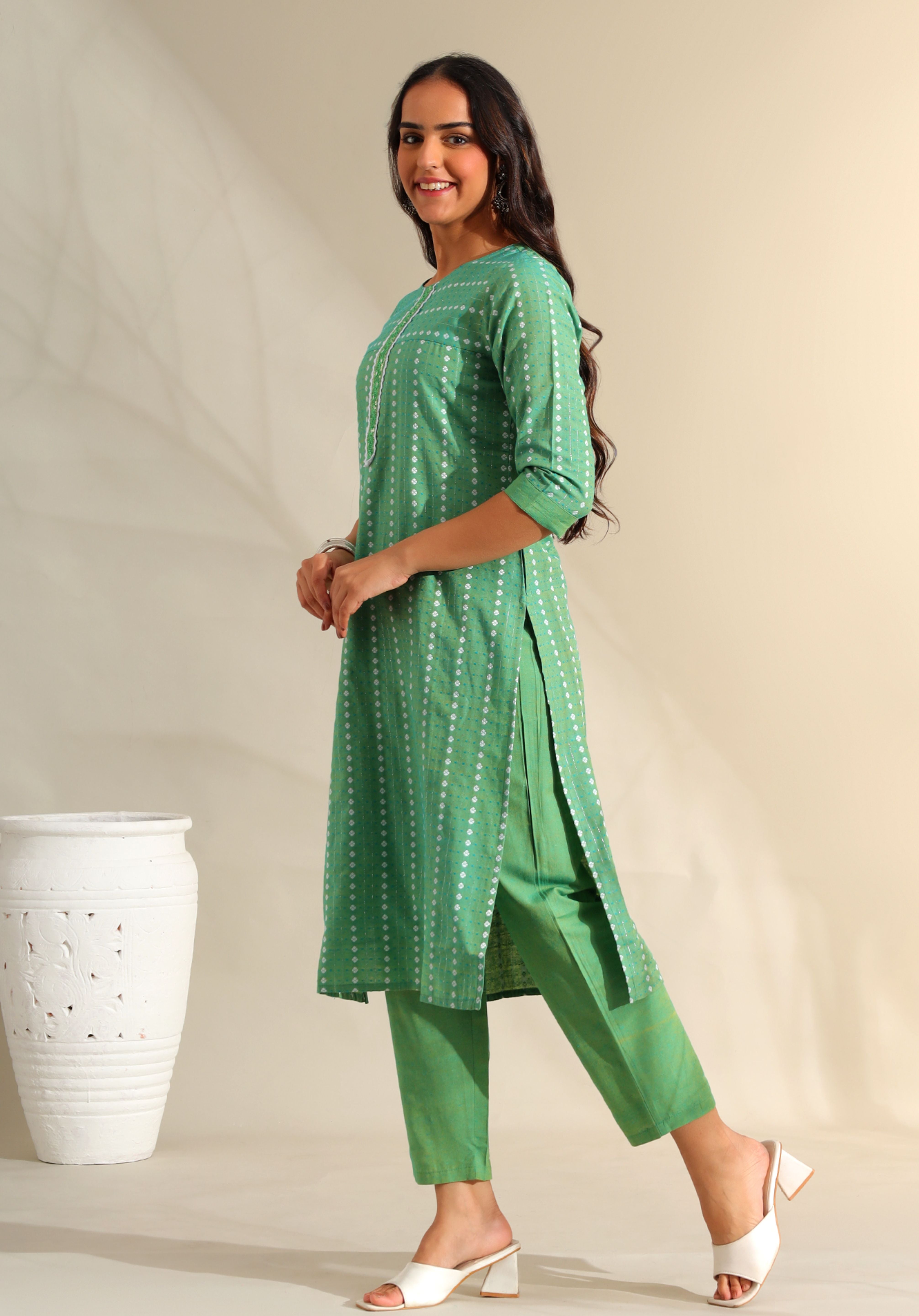 Shanvi Sea-Mist Bandhani Kurta Set