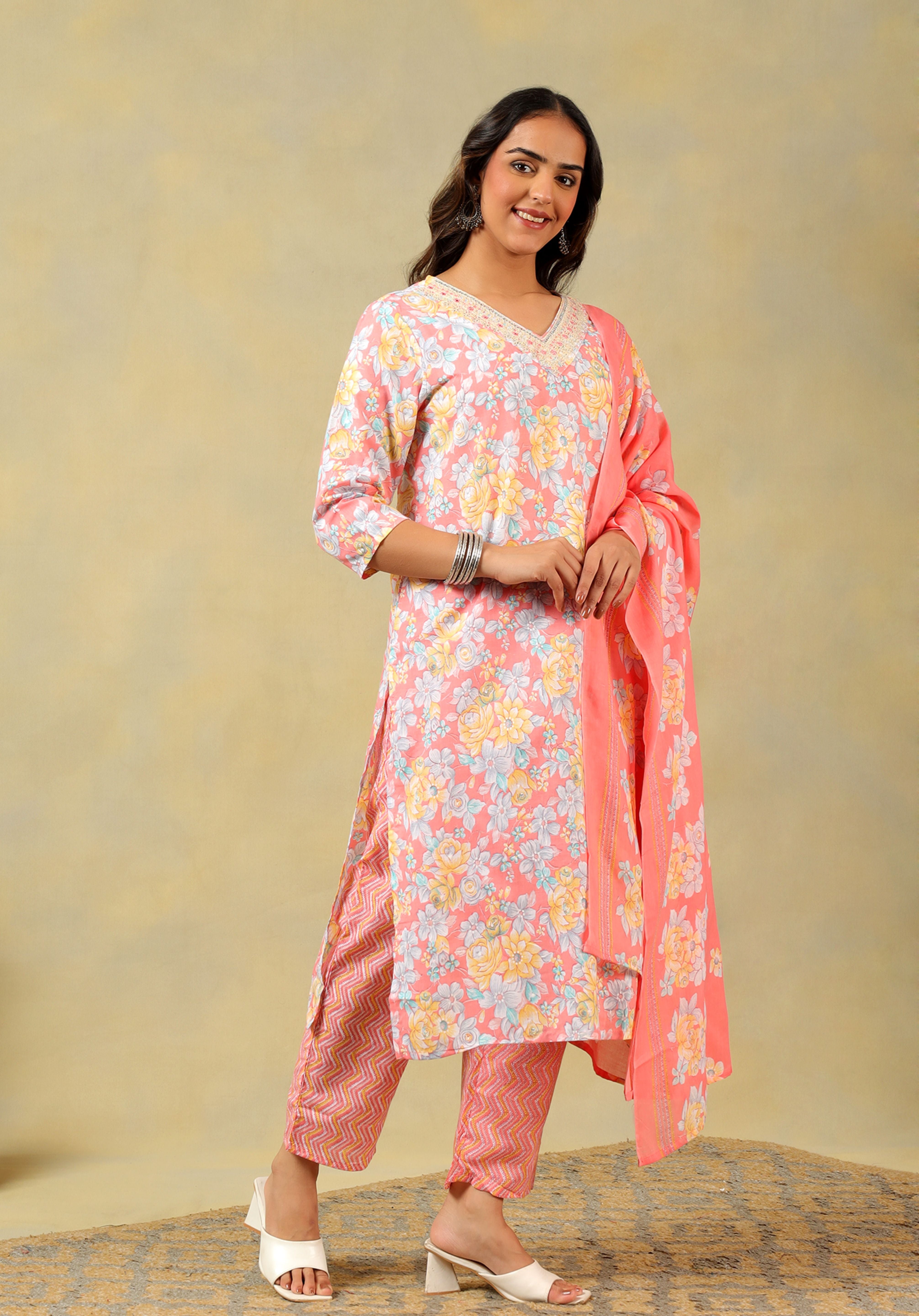 Kyra Peach Blossom Suit Set