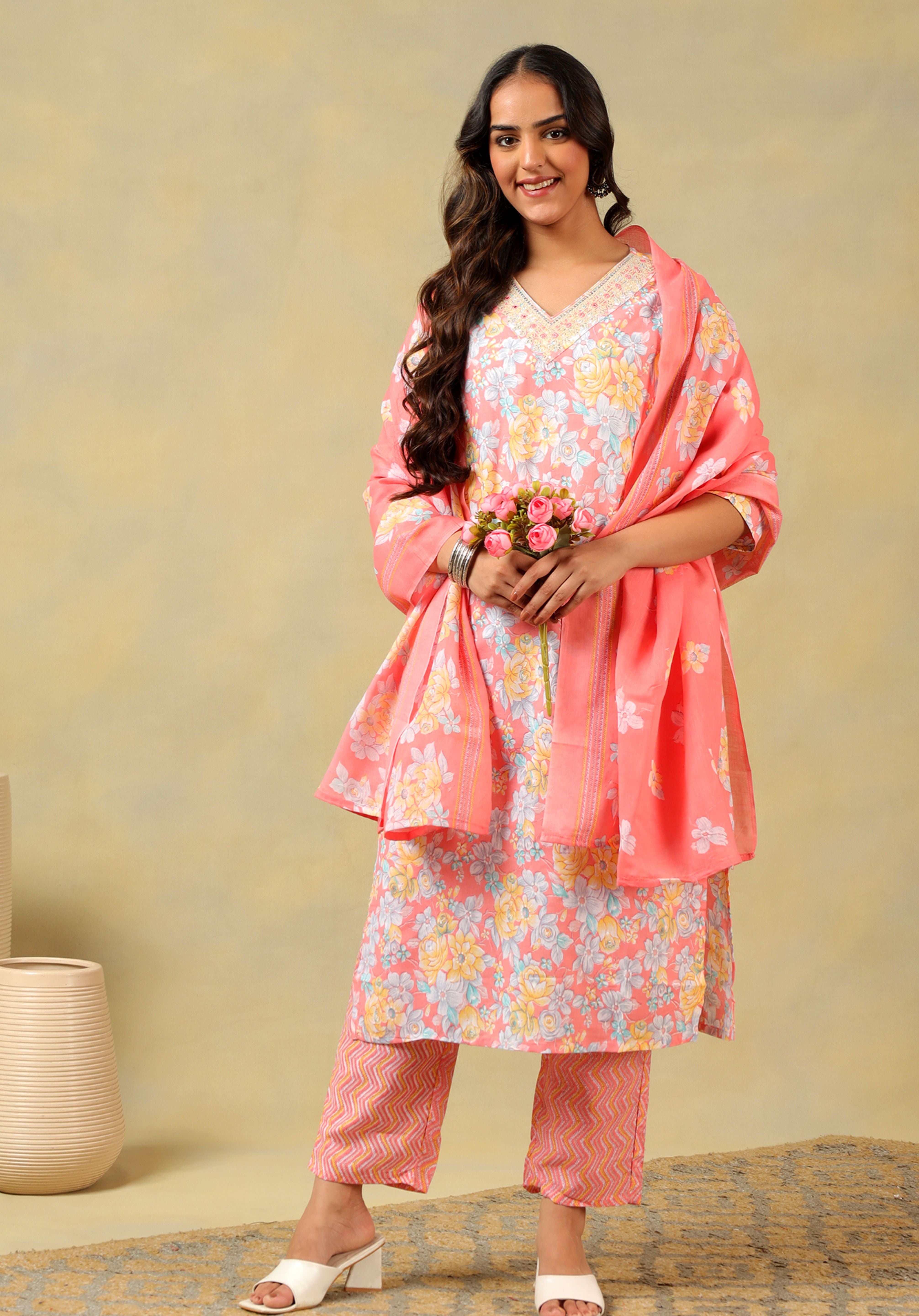Kyra Peach Blossom Suit Set