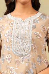 Aradhya Taupe Floral Suit Set