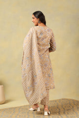 Aradhya Taupe Floral Suit Set