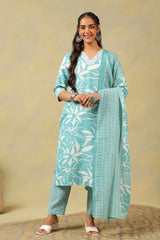 Diya Seafoam Leaf Suit Set