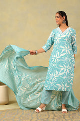 Diya Seafoam Leaf Suit Set