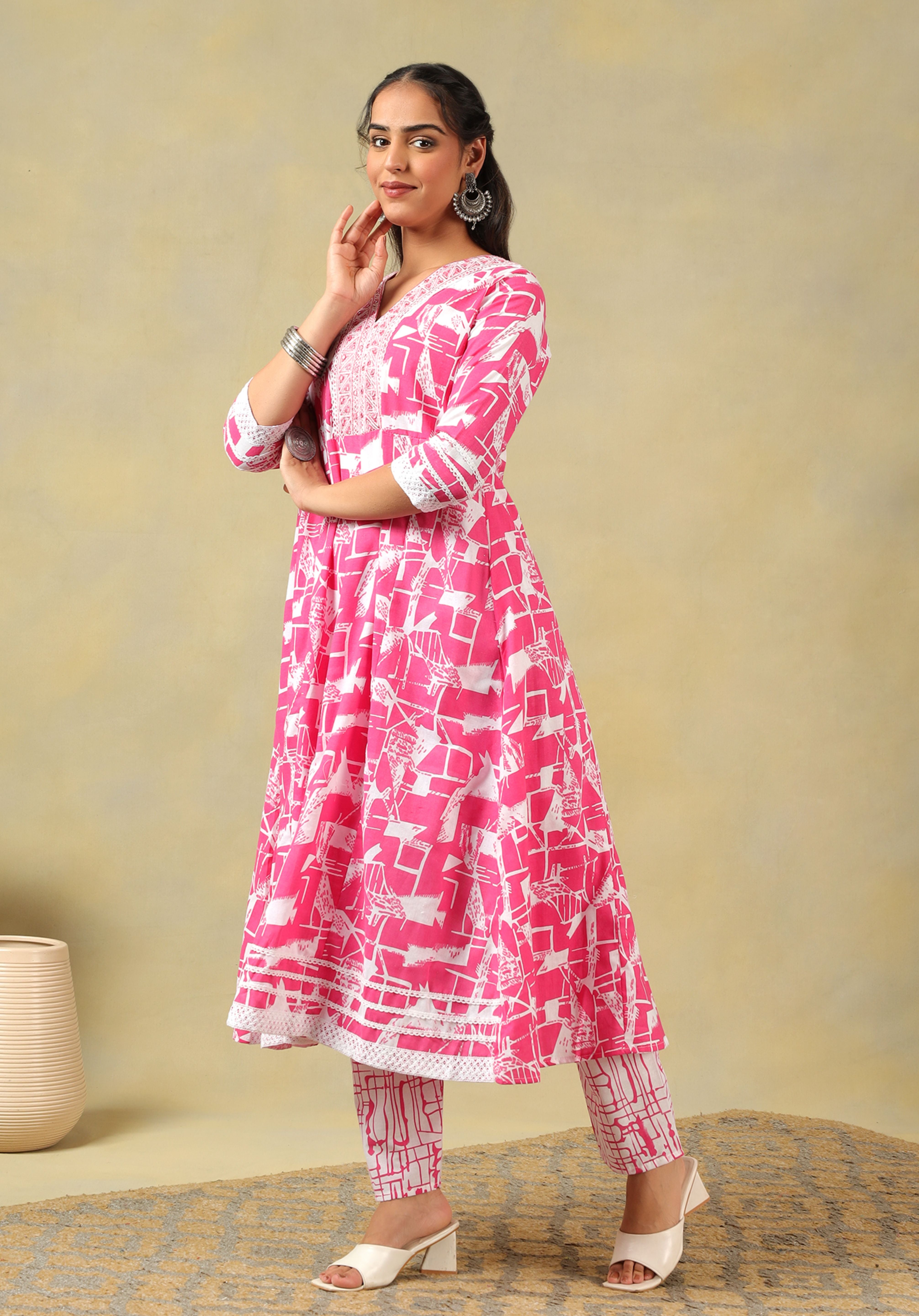 Ishani Radiant Abstract Print Anarkali Suit Set
