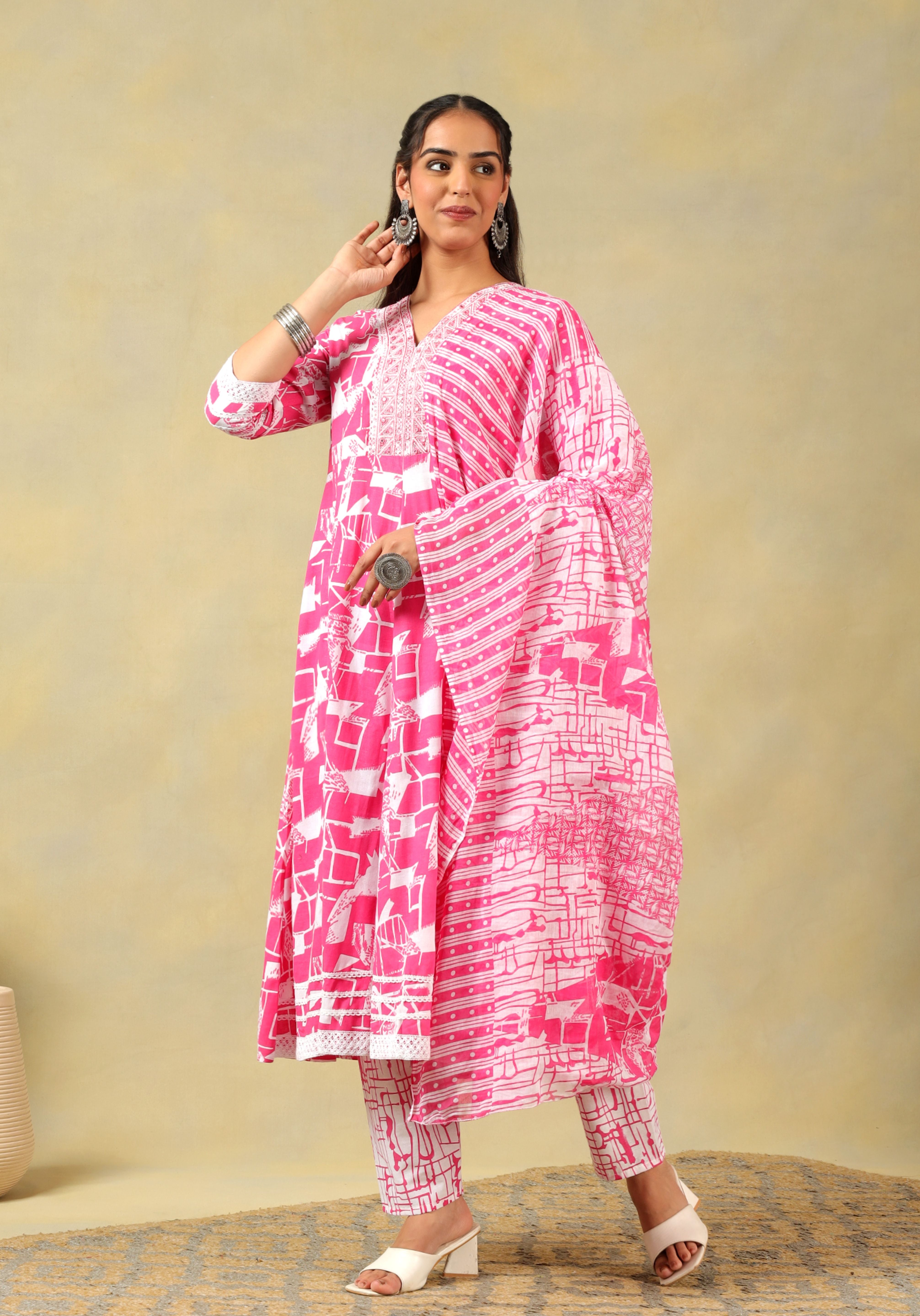 Ishani Radiant Abstract Print Anarkali Suit Set