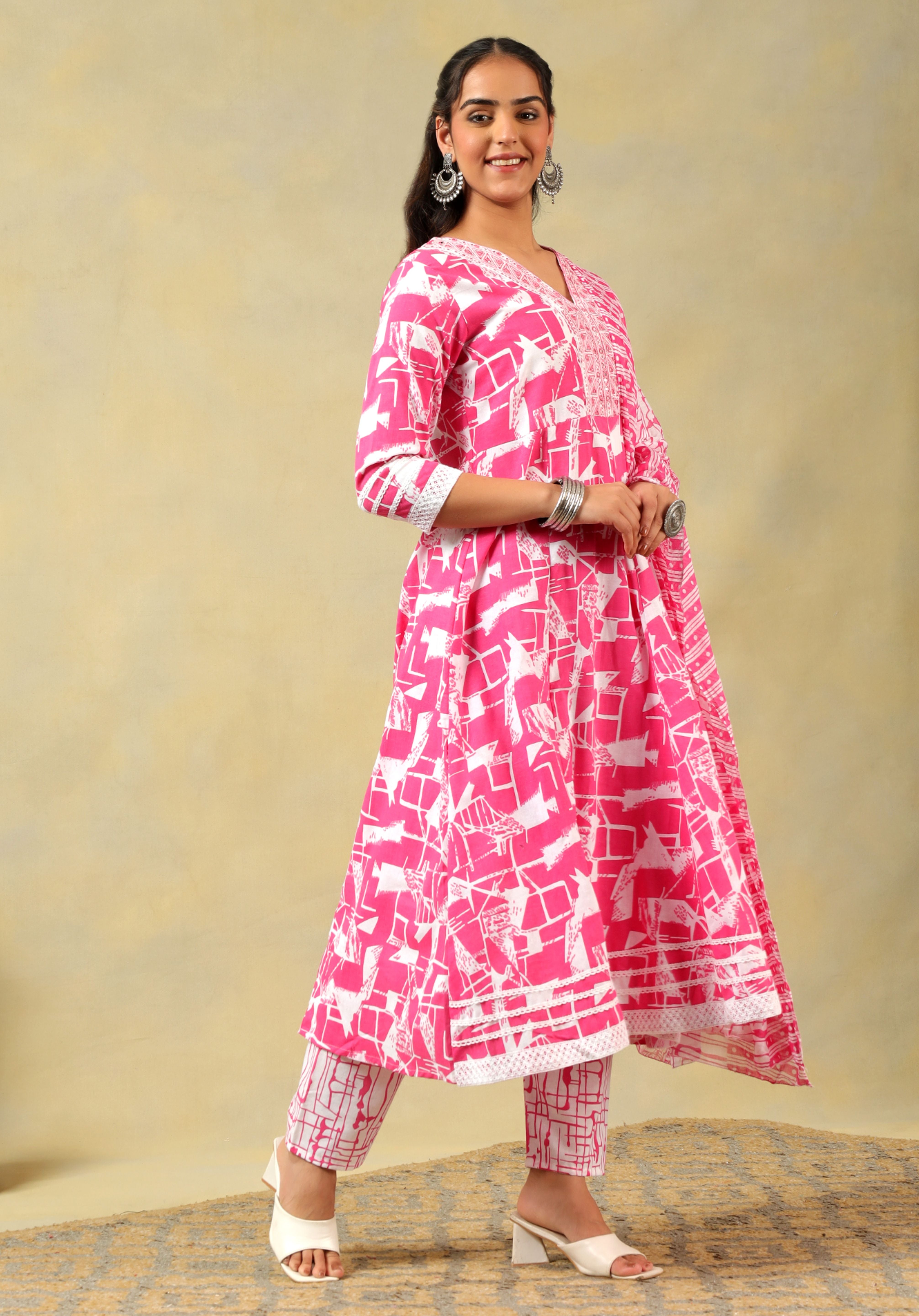 Ishani Radiant Abstract Print Anarkali Suit Set