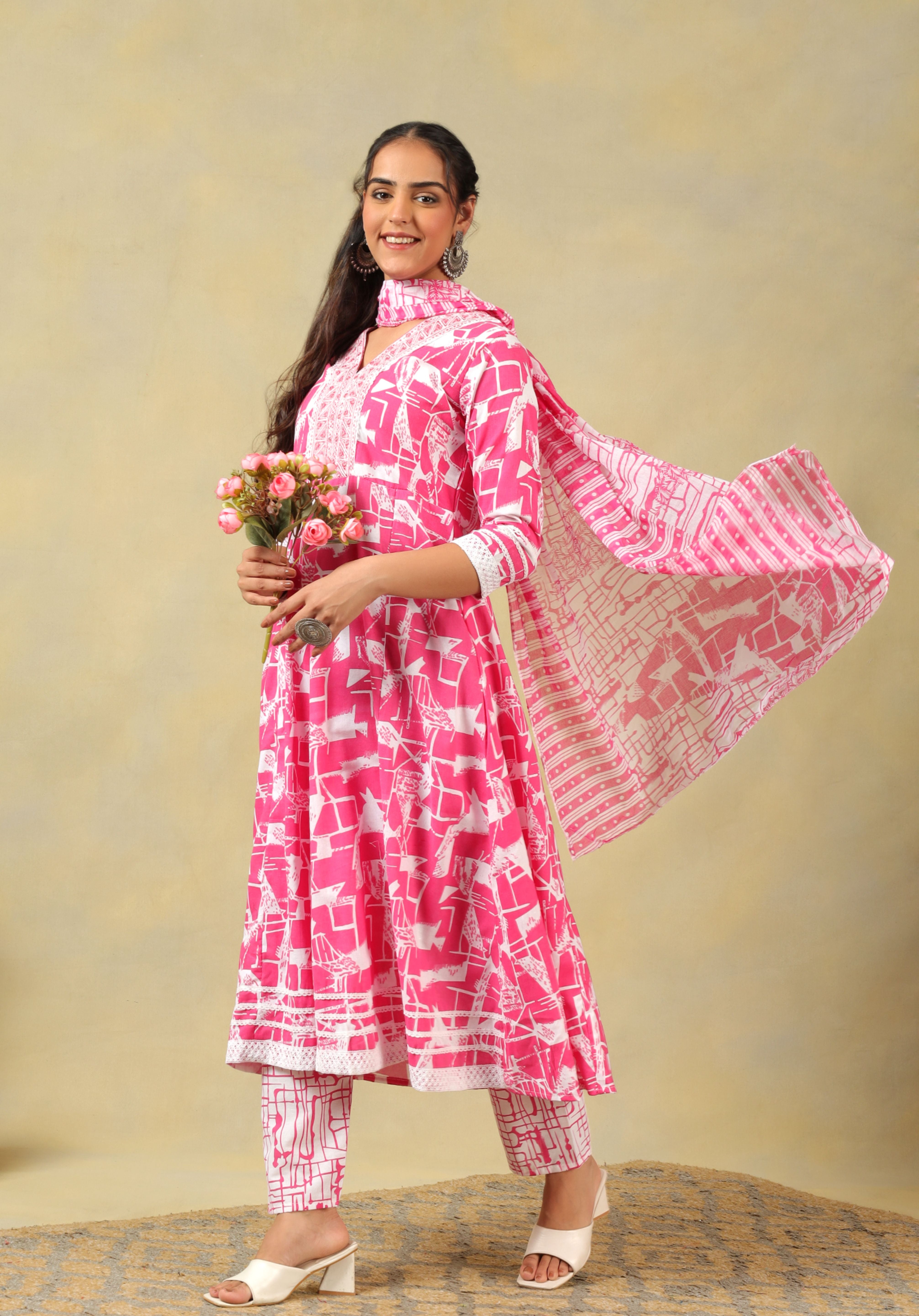 Ishani Radiant Abstract Print Anarkali Suit Set