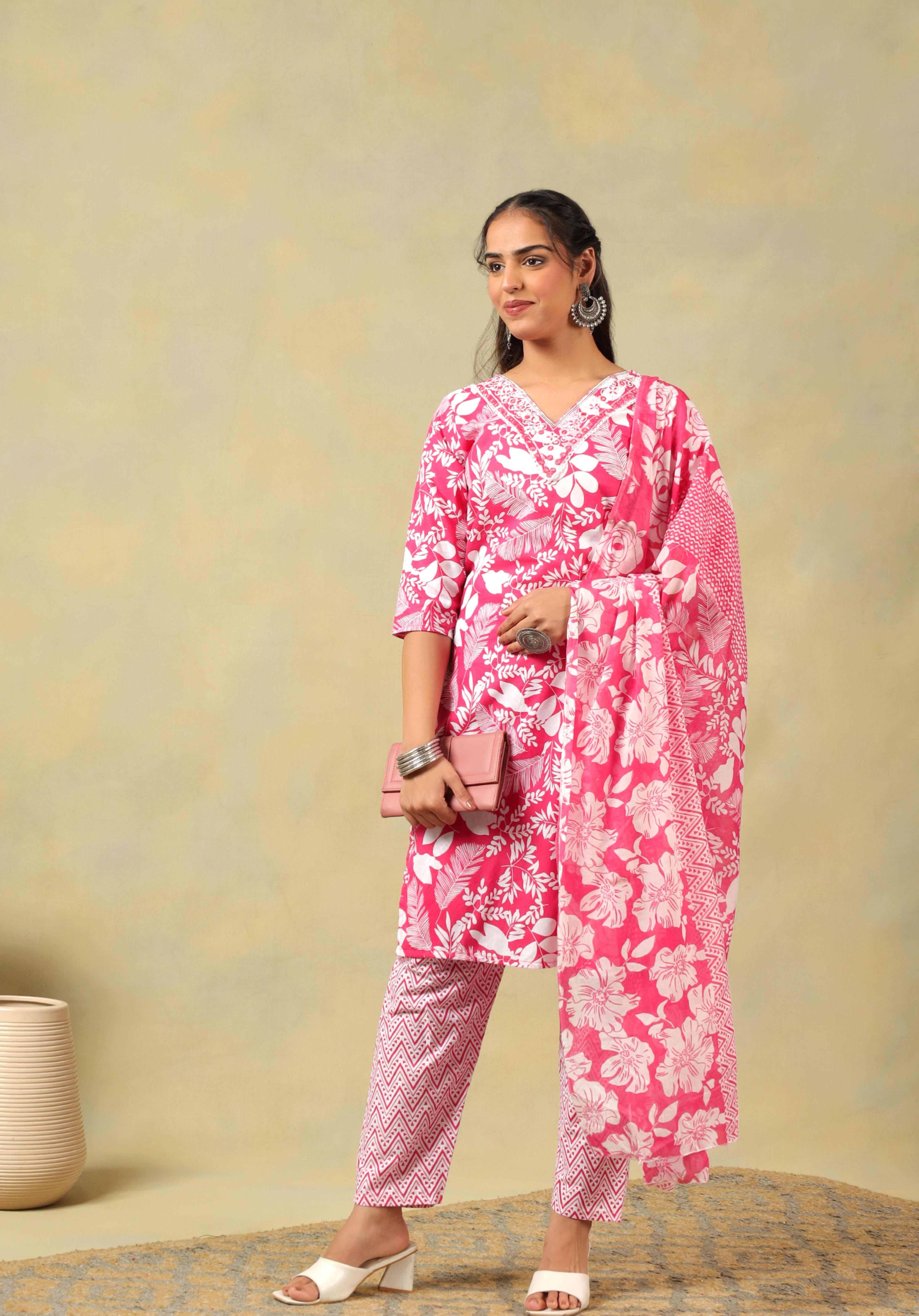 Meher Floral Block Print Kurta Set