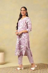 Myra Lavender Leaf Suit Set