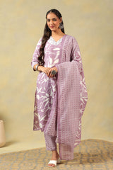 Myra Lavender Leaf Suit Set