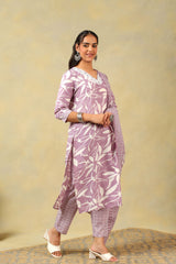 Myra Lavender Leaf Suit Set