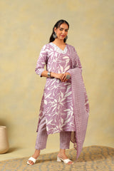 Myra Lavender Leaf Suit Set