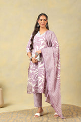 Myra Lavender Leaf Suit Set